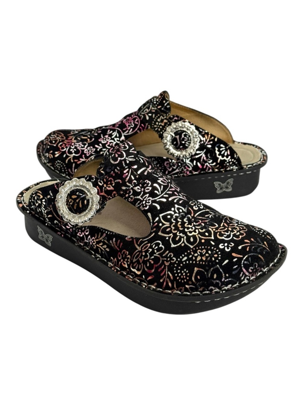 Alegria Women's Classic Suede Clogs Floral Print Size 38 | US 7.5